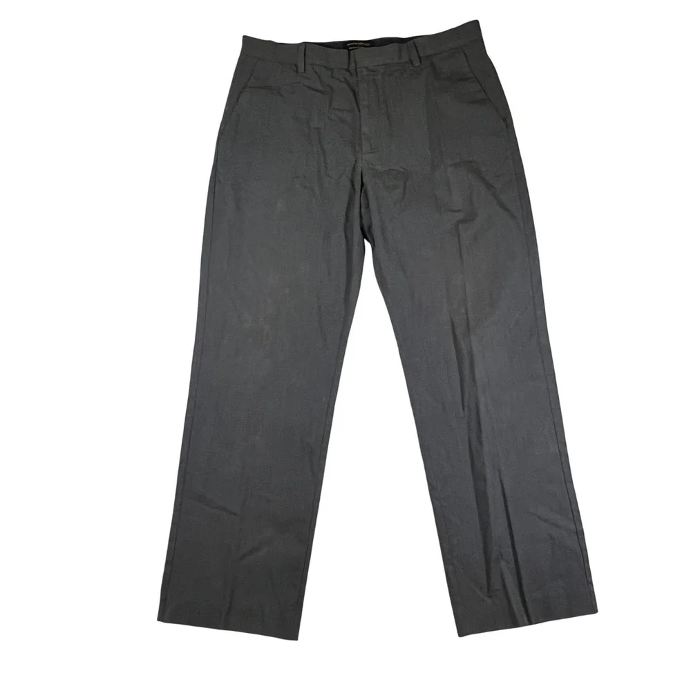 Banana Republic Chino Pants Men 34x30 Grey Tailored Fit Non-Iron Cotton Trousers